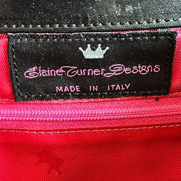 Women’s Elaine Turner Designs Black Satchel with Bamboo Handle and Lock Closure - Picture 2 of 7